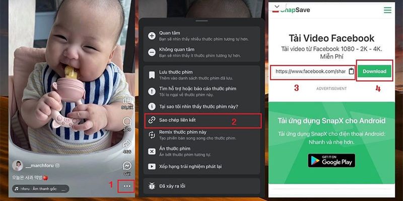 Dán link vào ô tải của snapsave
