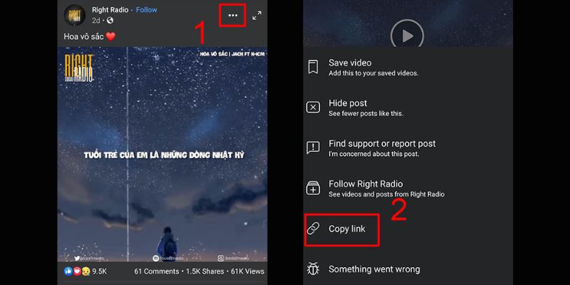 Lấy link video facebook trên điện thoại Android