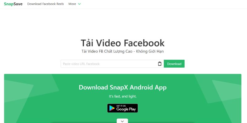 Mở snapsave.gg và bắt đầu tải