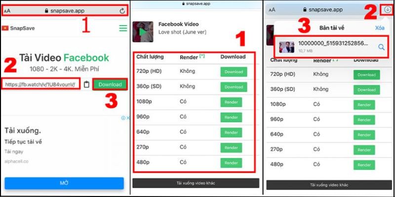 Chọn chất lượng video muốn tải về