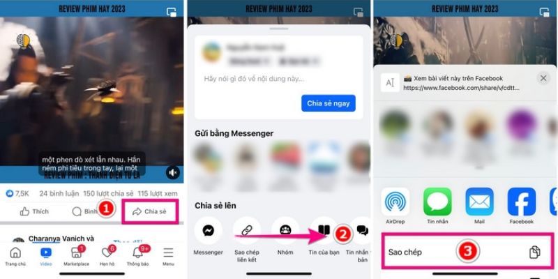 Copy link video facebook