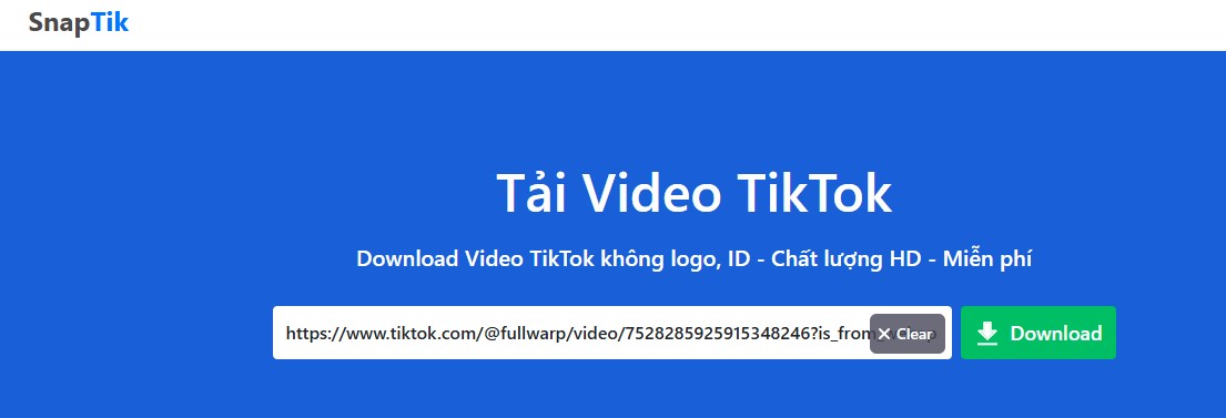 Tải video tiktok bằng snaptik